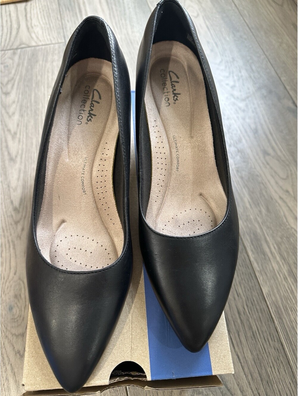 EUC Clarks Collection Kepley Vine Pumps Black Leather Size 9M w/box 2 inches - Picture 5 of 10